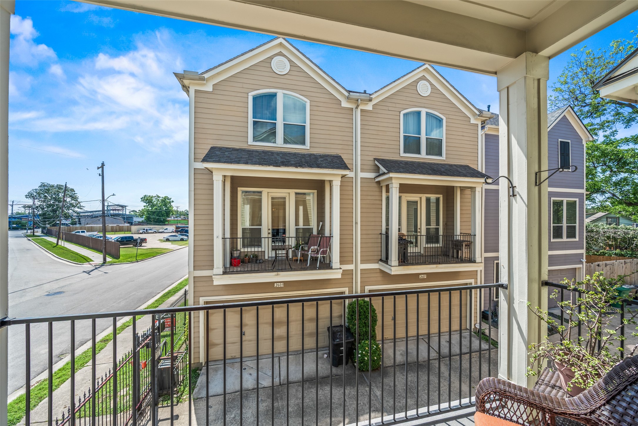 2613 Link Road Houston, TX 77009 - Photo 18 of 28 The balcony was rebuilt in 2022 and offers lovely views of the Houston Farmers Market.