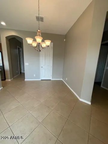 a view of a chandelier in a room