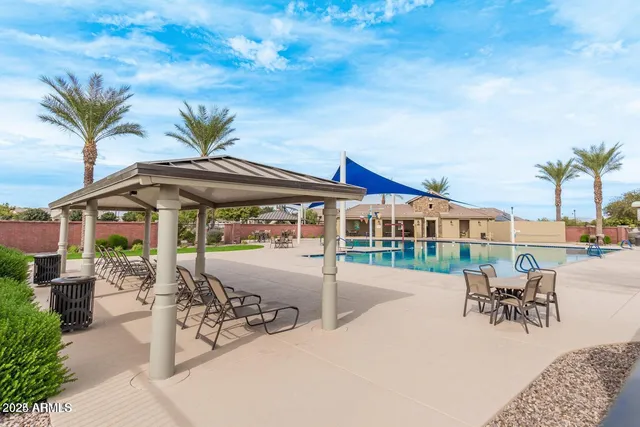 a view of a garden with a slide