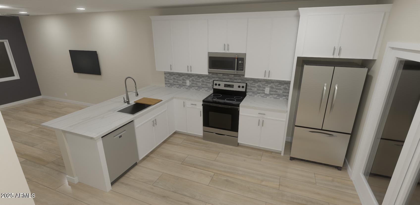 1222 East Diamond Street, Unit 2 Phoenix, AZ 85006 - Photo 2 of 3 a kitchen with a refrigerator sink and microwave