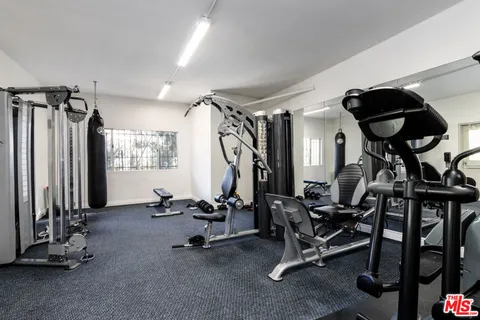 a view of a room with gym equipment