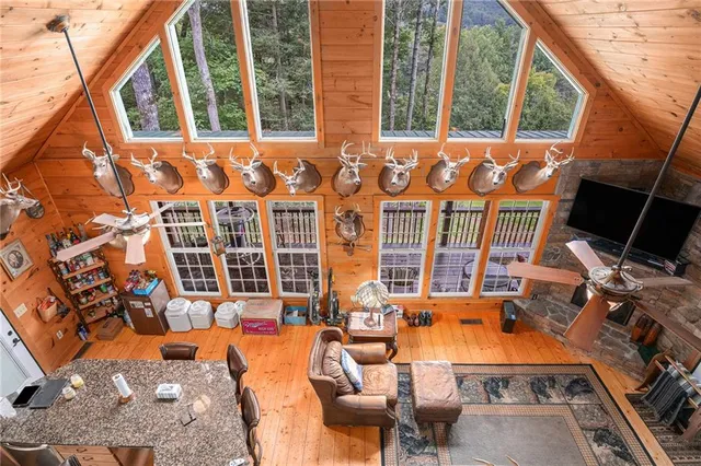 a room with window and furniture