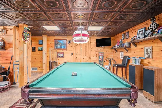 a backyard of a house with seating space