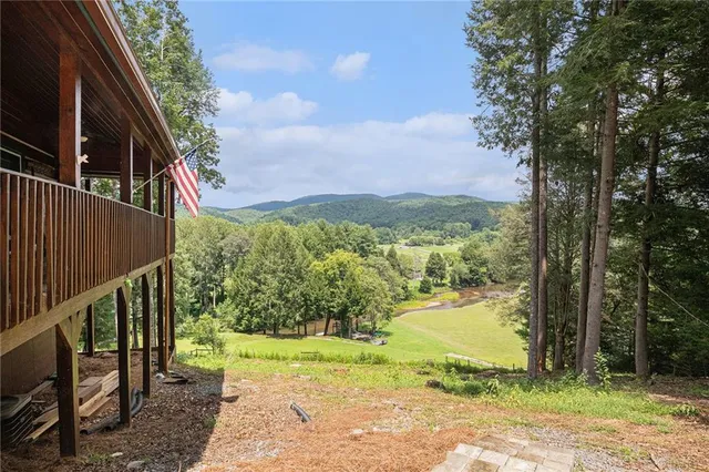 a green field with lots of trees