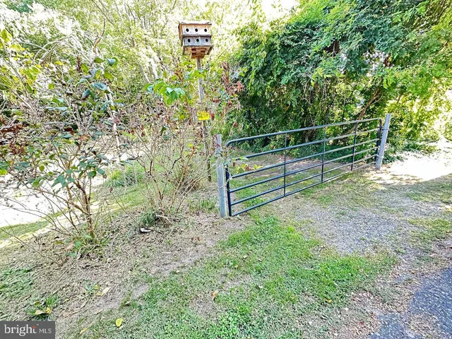 a view of a bench in a garden