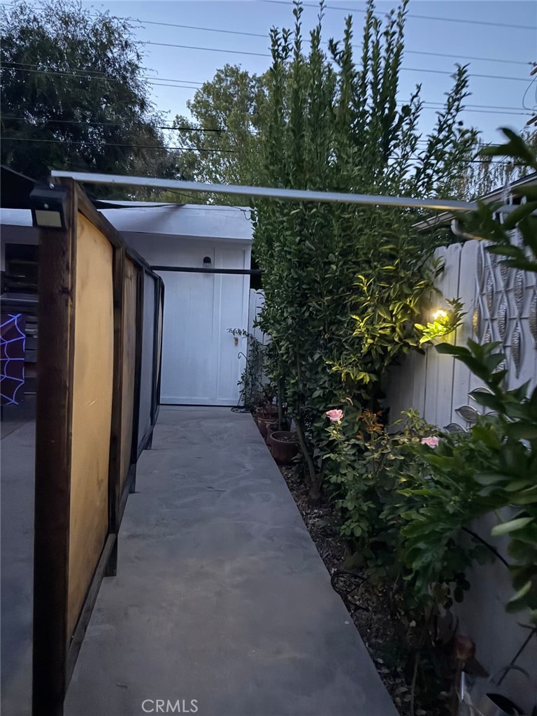 a view of a pathway of a patio