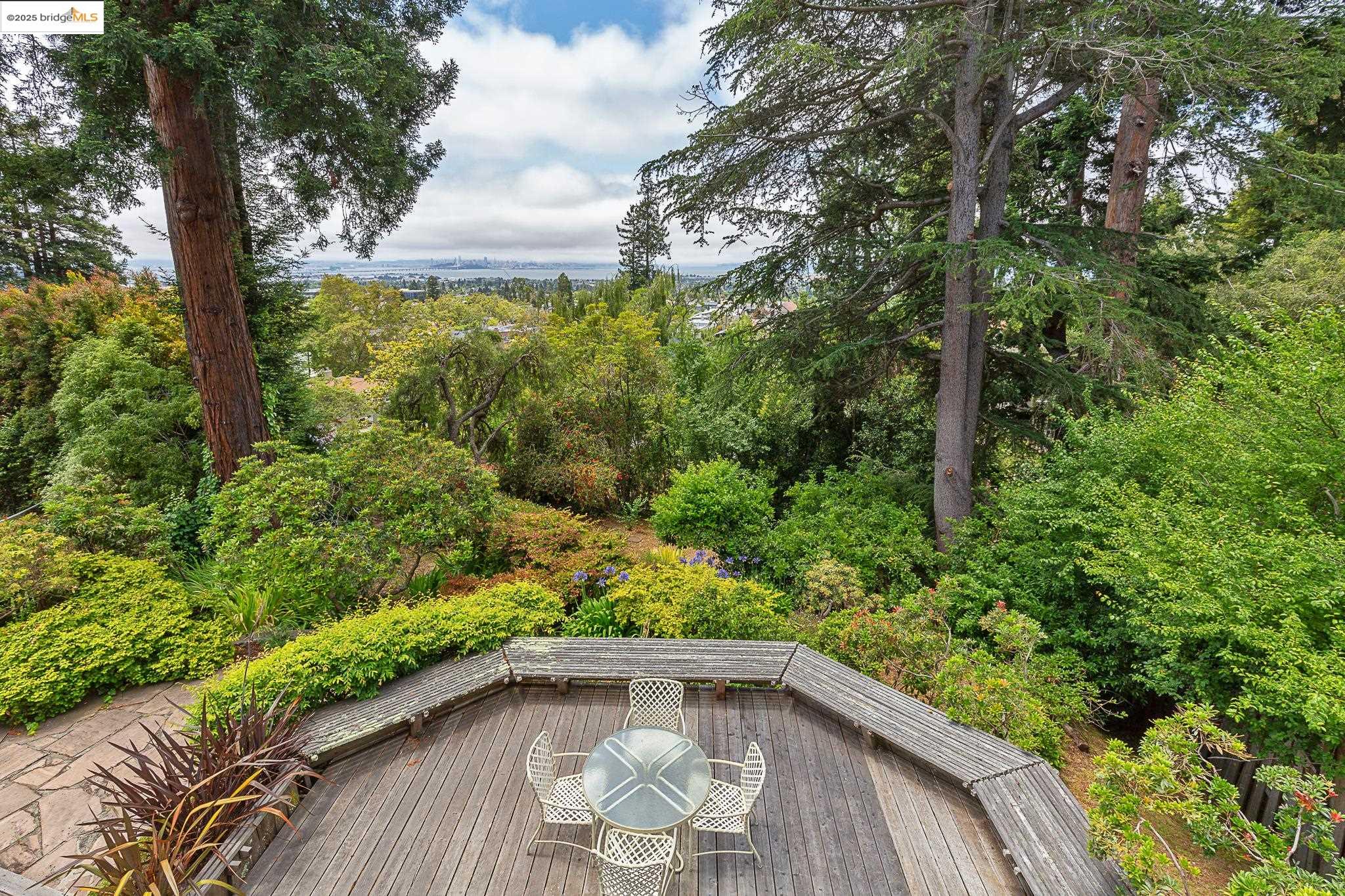 1542 Hawthorne Terrace Berkeley, CA 94708 - Photo 12 of 26 a view of a yard with plants and a wooden bench