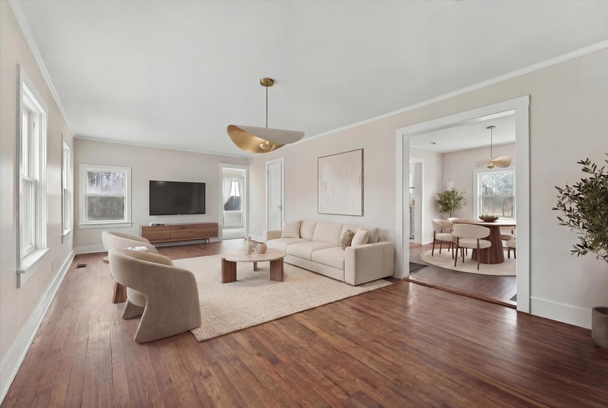 3236 Dover Road Woodlawn, TN 37191 - Photo 6 of 38 a living room with furniture flat screen tv and wooden floor