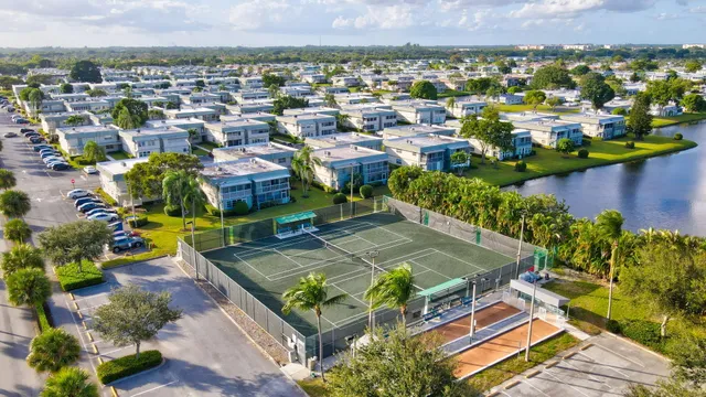 a view of a lake with a city view