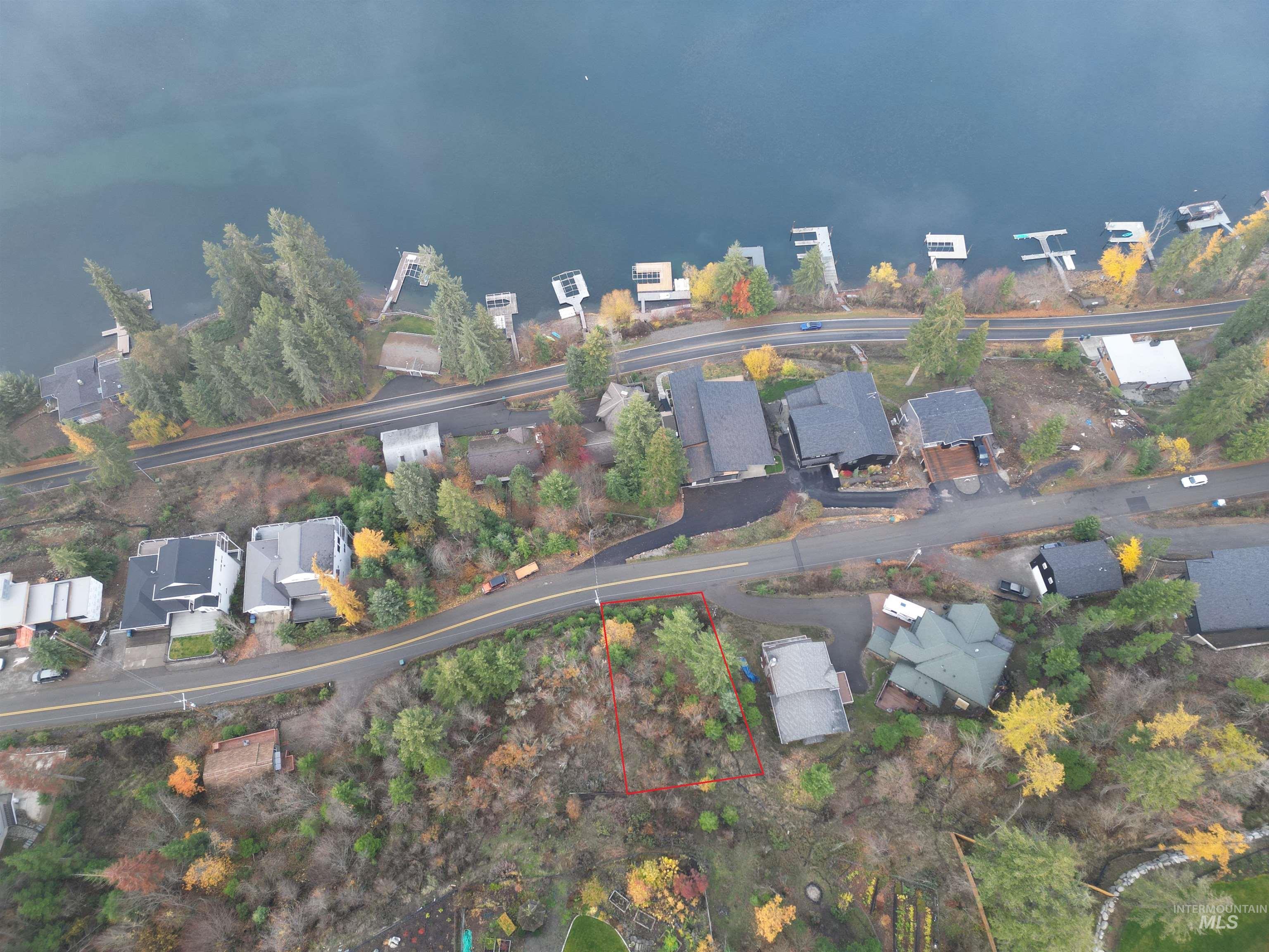 Nka East Upper Hayden Lake Road Hayden, ID 83835 - Photo 11 of 14 Aerial view of residential area with property boundaries highlighted