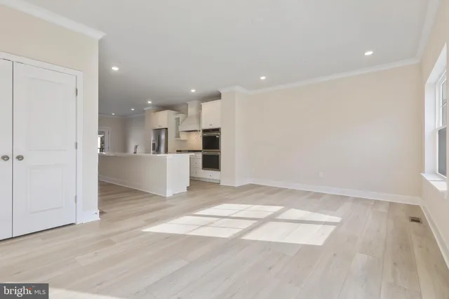 a view of a room with cabinets
