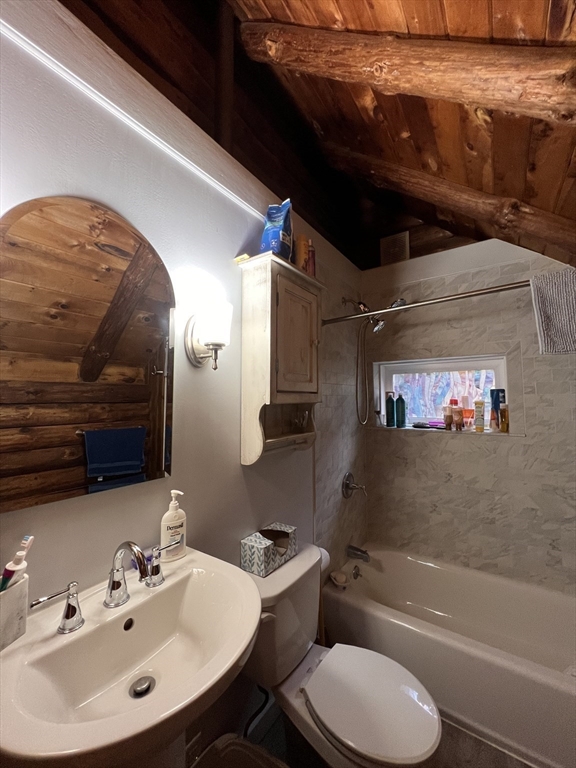 42 Shelburne Line Road Colrain, MA 01340 - Photo 17 of 41 a bathroom with a sink mirror bathtub and toilet