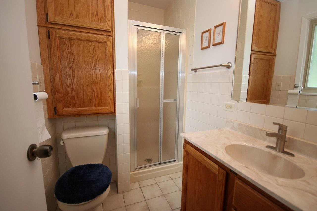 209 Gladys Avenue Fox River Grove, IL 60021 - Photo 12 of 23 a bathroom with a sink a toilet and shower