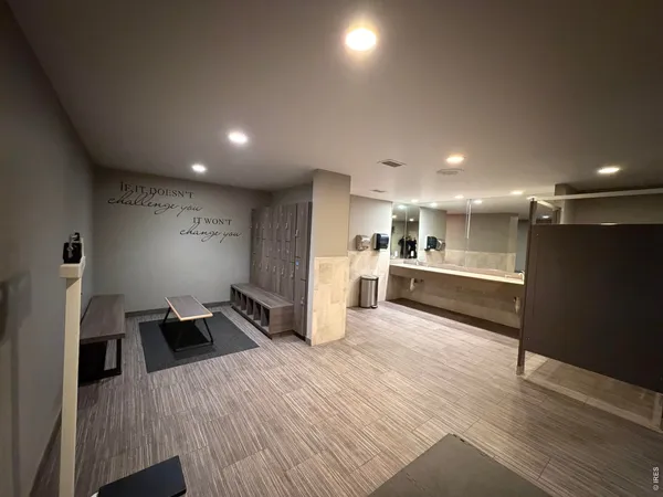 a bathroom with a bathtub