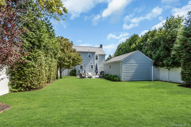 a view of a chair and a garage