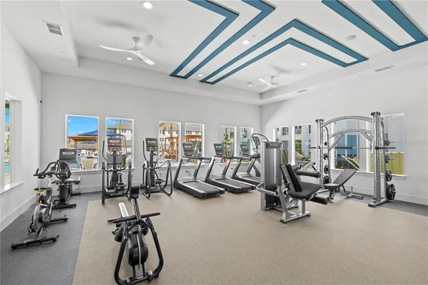 a view of a room with gym equipment