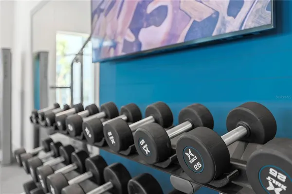 a view of a room with gym equipment