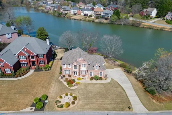 a view of a park with swings and slides