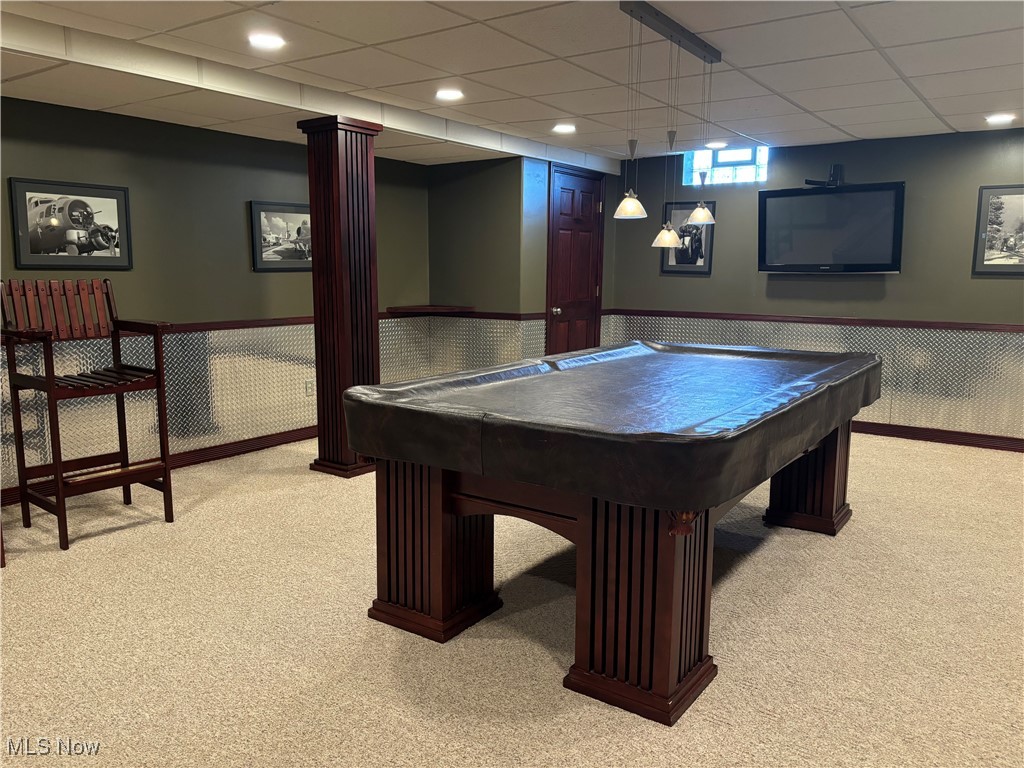 4137 Stimson Road Barberton, OH 44203 - Photo 33 of 45 Billiard area, Gandy Table, carpeted, billiard light, diamond plate waynescotting