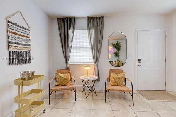a chair and table in a room