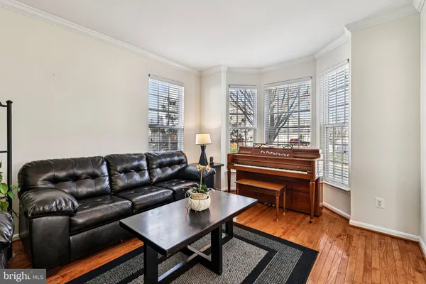 a living room with furniture a rug and a window