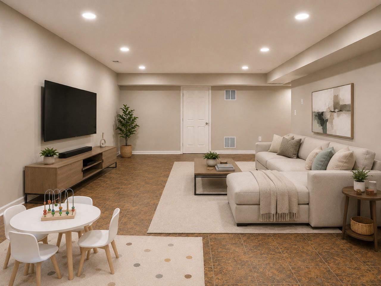 141 Coburn Road Pennington, NJ 08534 - Photo 49 of 53 Spacious, modern basement retreat Staged AI