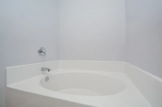 a close up of a bathtub in a bathroom