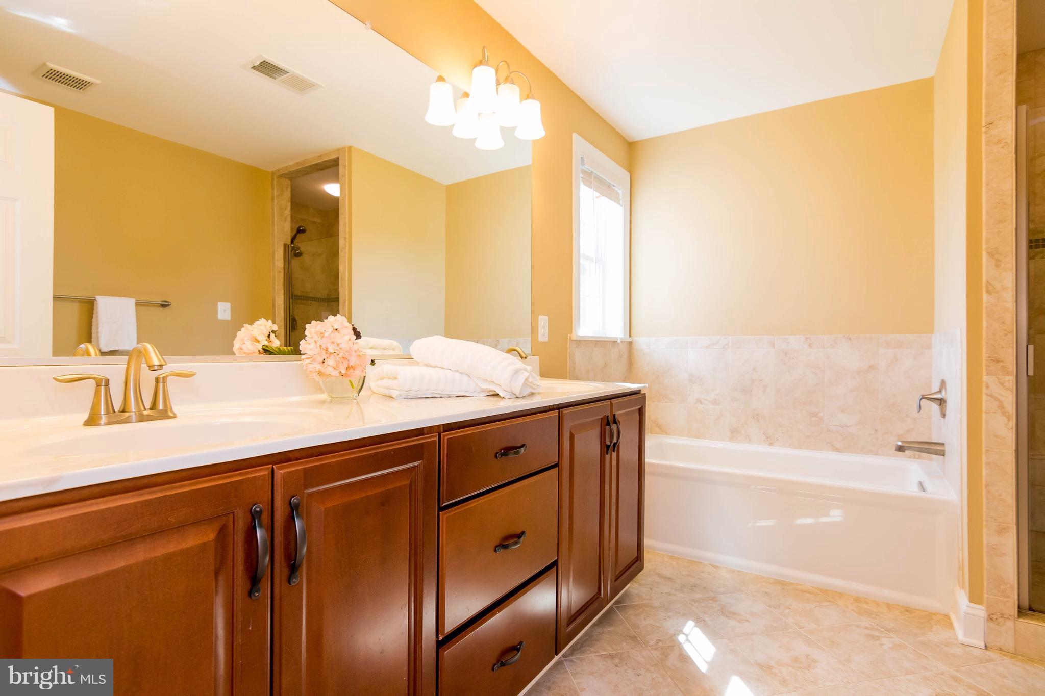 3333 Whispering Highland Road Finksburg, MD 21048 - Photo 20 of 30 a bathroom with a double vanity sink and a bathtub