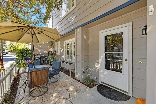 a view of an outdoor space with furniture