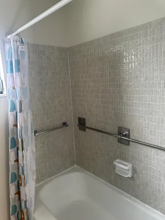 a bathroom with a shower