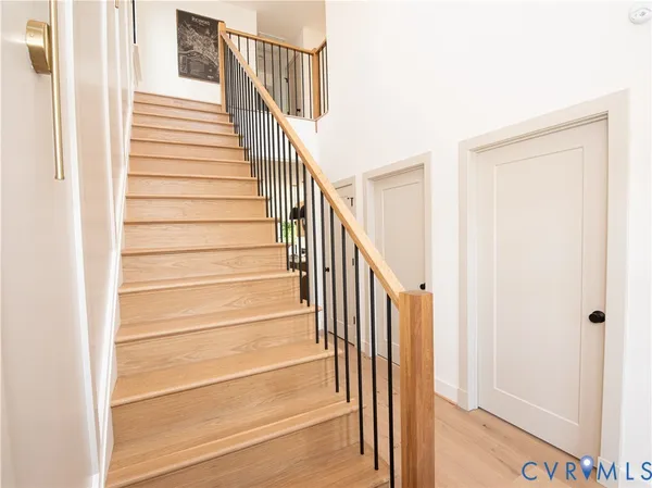 a view of entryway with wooden floor
