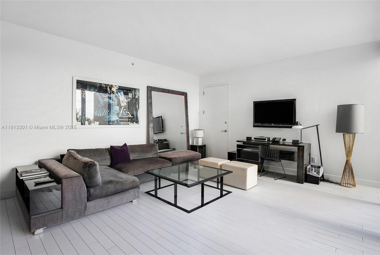 2201 Collins Avenue, Unit 431 Miami Beach, FL 33139 - Photo 6 of 20 a living room with furniture and a flat screen tv