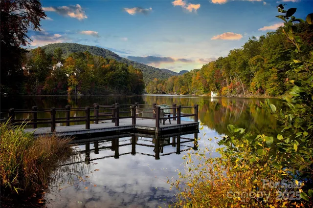 a view of a lake with houses