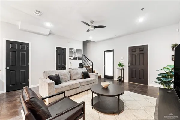 a living room with furniture