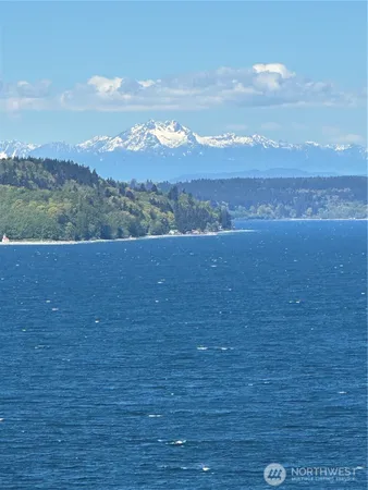 a view of an lake and a mountain