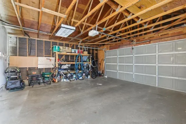 a view of a storage room with racks