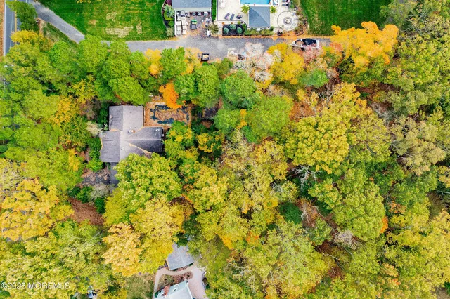 a view of a yard with wooden fence