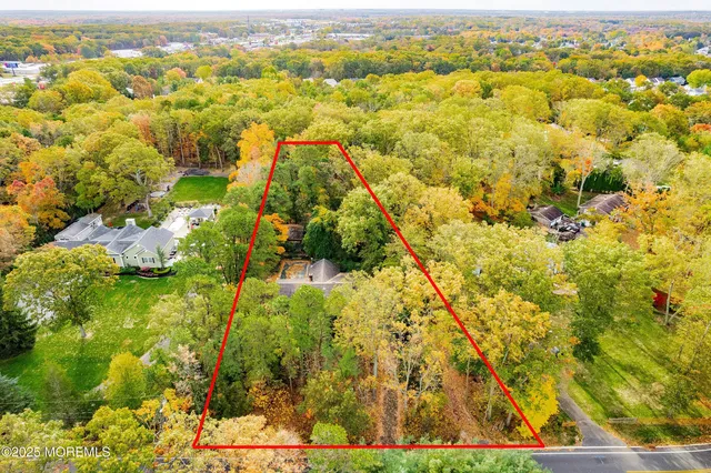 a backyard of a house with lots of plants and trees