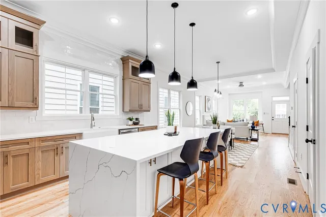 a kitchen with lots of counter space