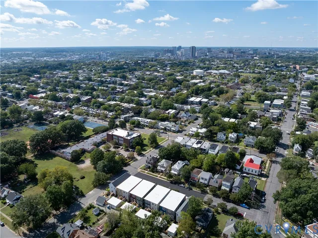 an aerial view of a city