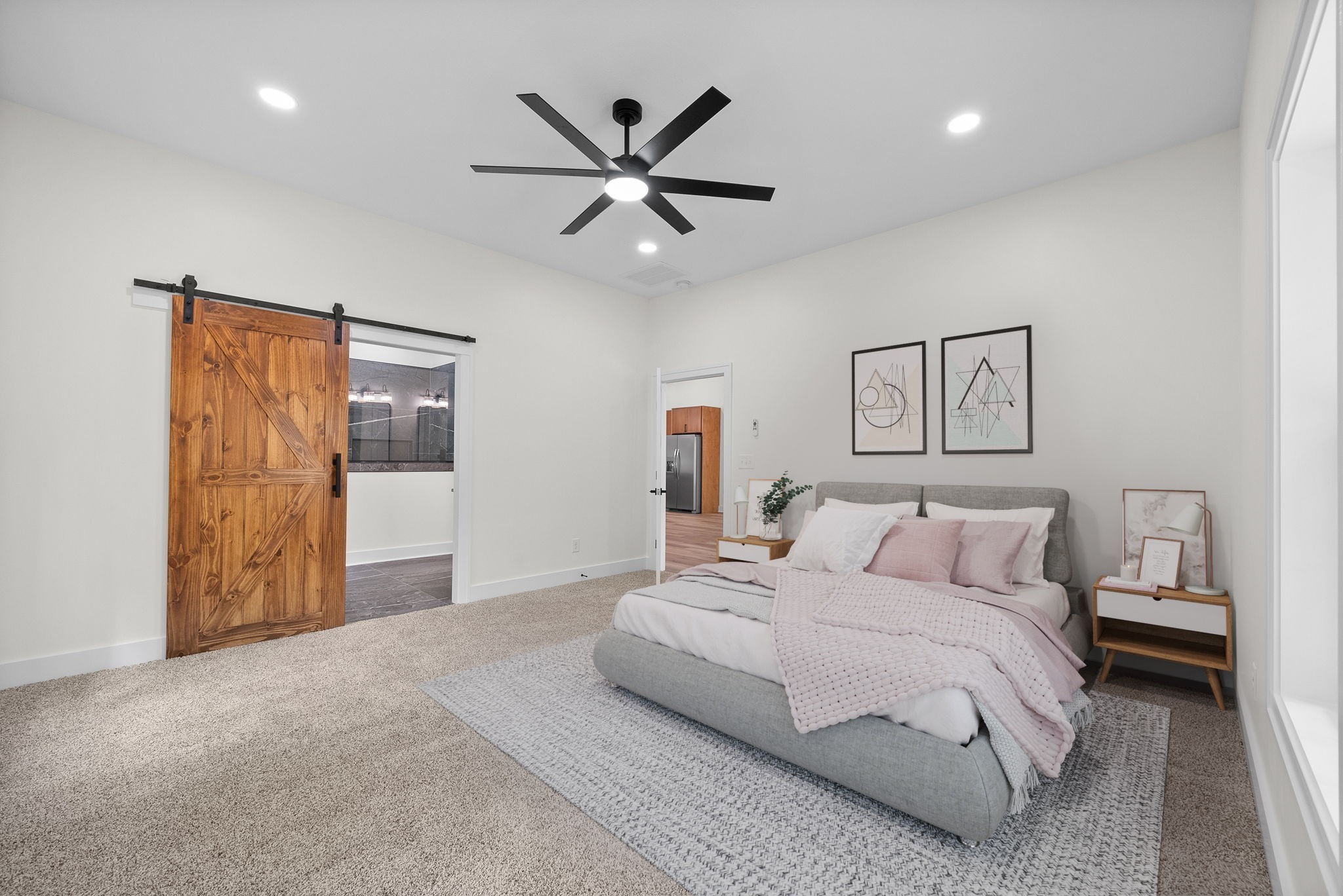 4151 Southside Road Southside, TN 37171 - Photo 8 of 17 a bedroom with a large bed and a chandelier