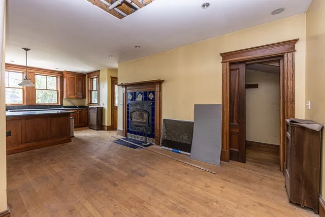 wooden floor and windows in a room
