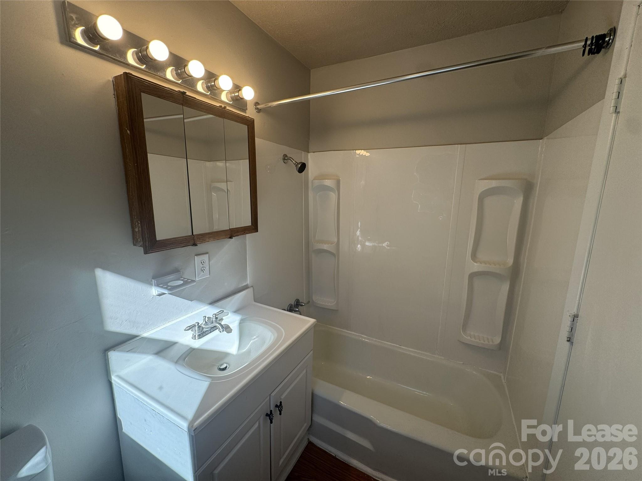 341 Laurel Street Hudson, NC 28638 - Photo 5 of 8 a bathroom with a sink a mirror and a shower
