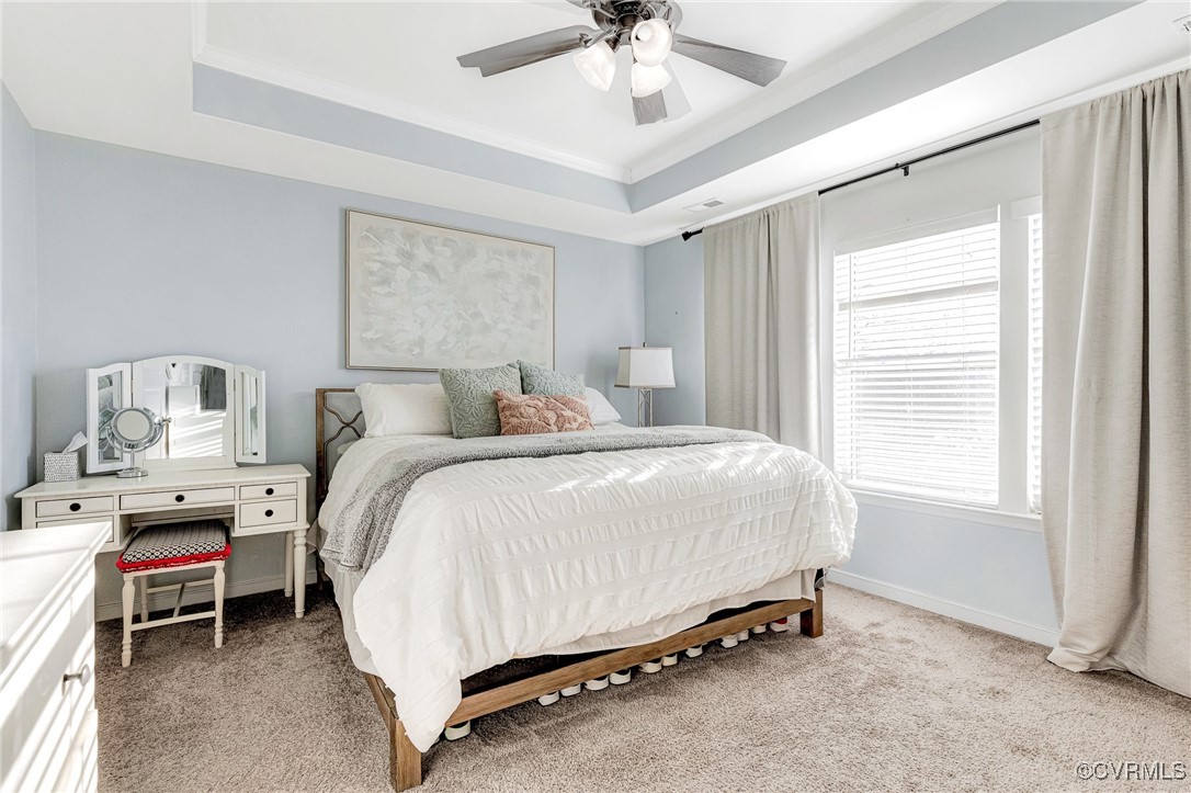 8061 Rutland Village Drive Mechanicsville, VA 23116 - Photo 13 of 22 Carpeted bedroom with crown molding, ceiling fan,