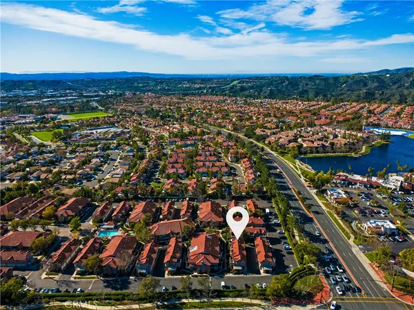 an aerial view of a house