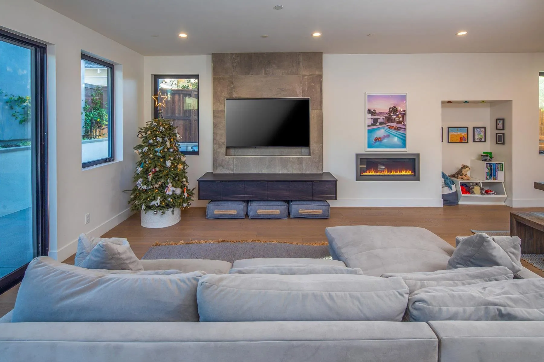 307 La Mesa Avenue Encinitas, CA 92024 - Photo 9 of 33 a living room with furniture and a flat screen tv