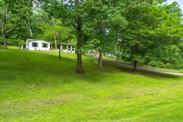 a view of a house with a backyard
