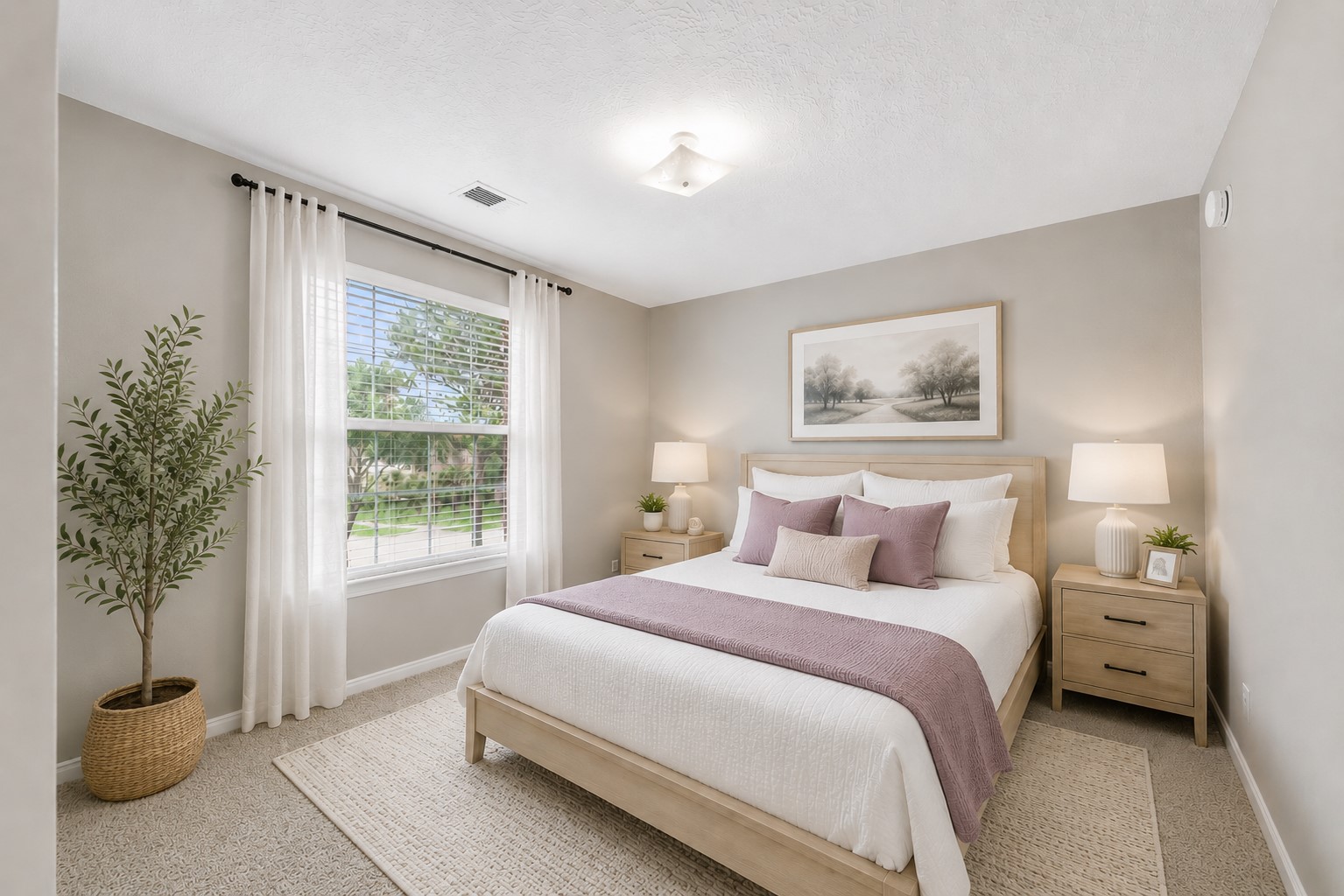 9438 Emerald Lakes Drive Rosharon, TX 77583 - Photo 23 of 36 a bedroom with a large bed and a potted plant