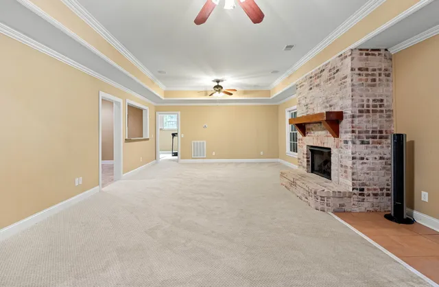 a view of a livingroom with a fireplace