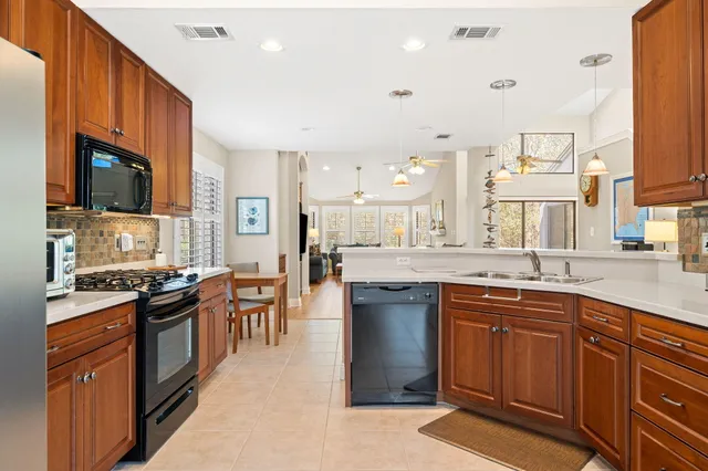 a kitchen with lots of counter top space